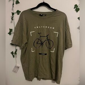 Amsterdam Bicycle Olive Green Graphic Tee Size XXL